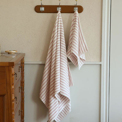Serviette en coton peigné, rayée, absorbante