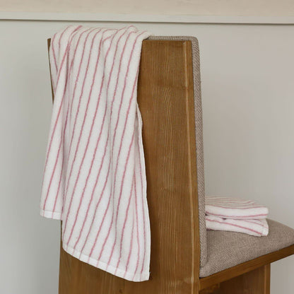 Serviette en coton peigné, rayée, absorbante
