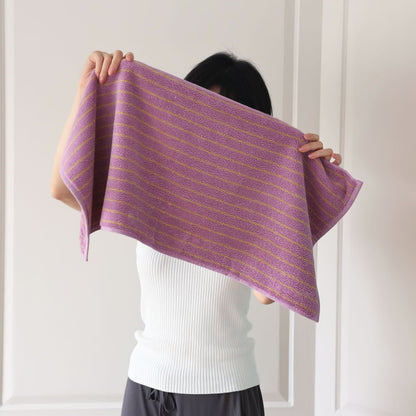 Serviette en coton peigné, rayée, absorbante