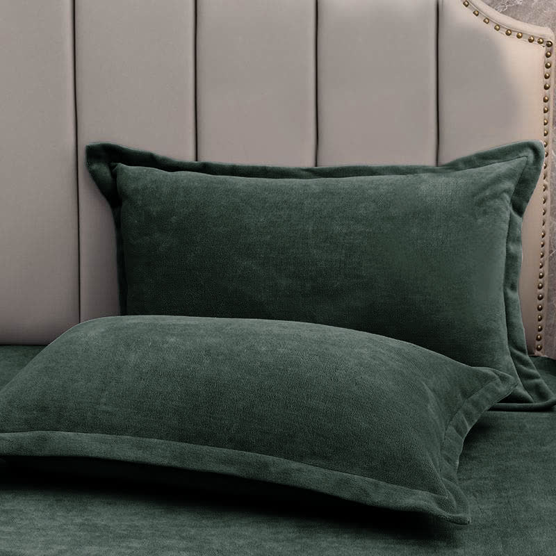 Taies d'oreiller décoratives en velours de couleur unie (2 pièces)