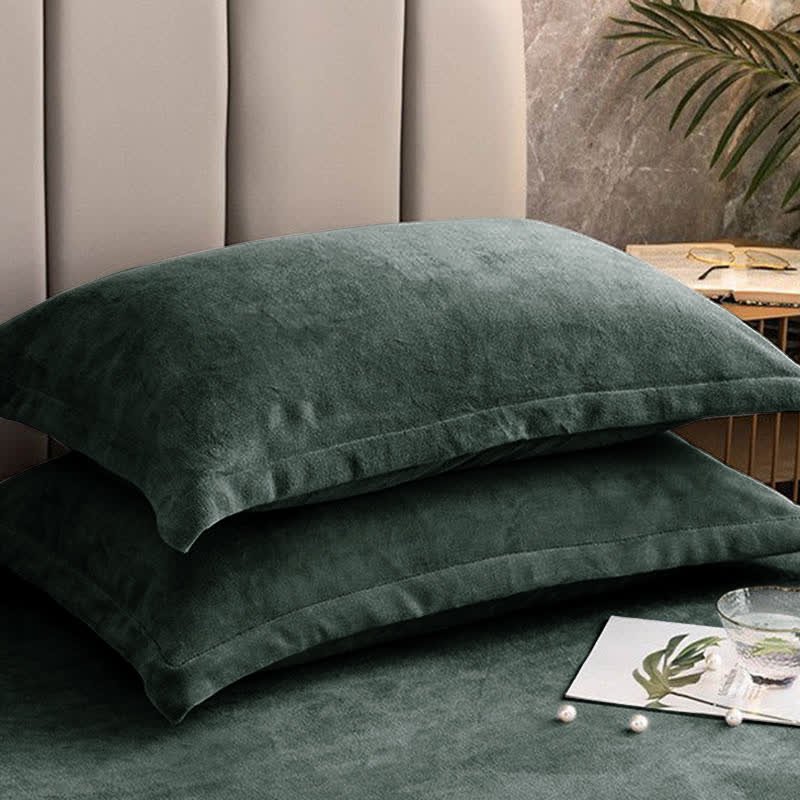 Taies d'oreiller décoratives en velours de couleur unie (2 pièces)