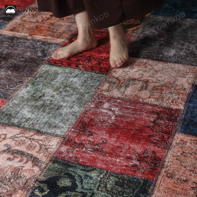 Tapis patchwork vintage antidérapant
