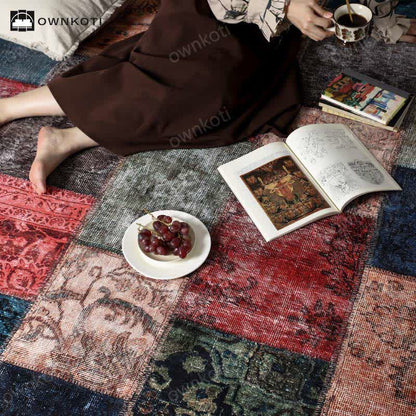 Tapis patchwork vintage antidérapant