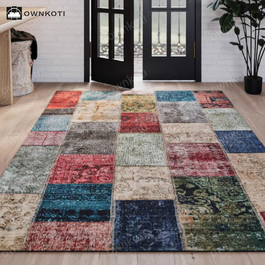Tapis patchwork vintage antidérapant