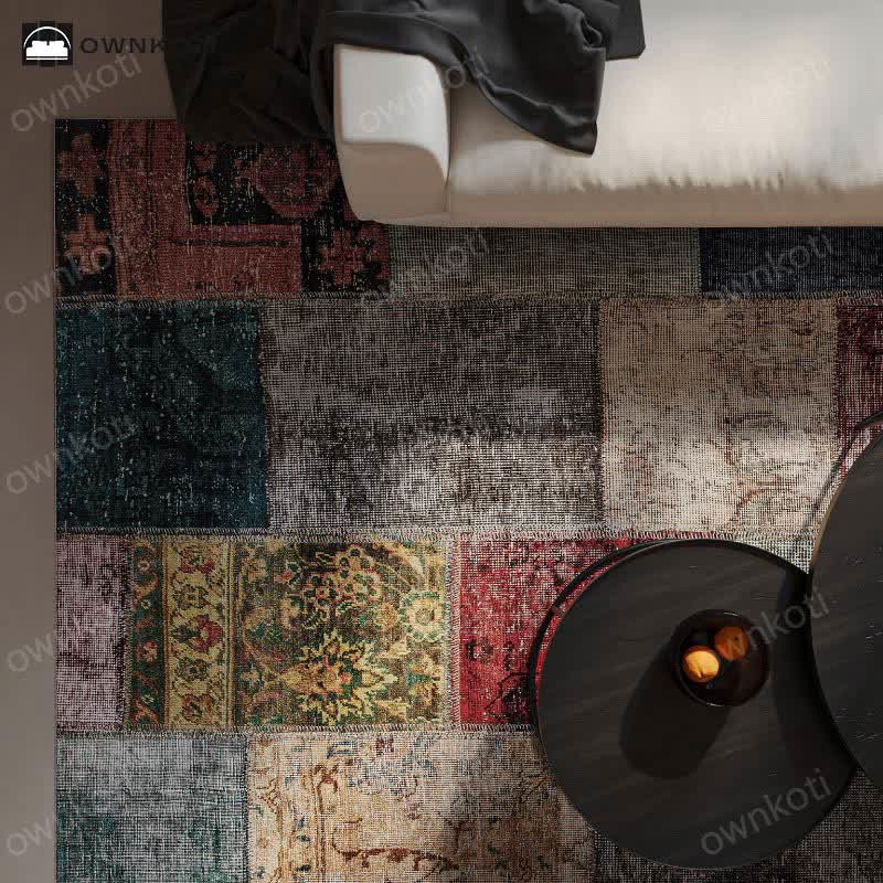 Tapis patchwork vintage antidérapant