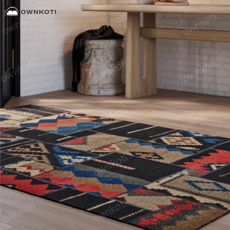 Tapis décoratif géométrique marocain imperméable