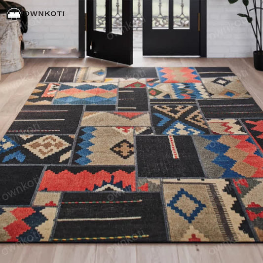 Tapis décoratif géométrique marocain imperméable