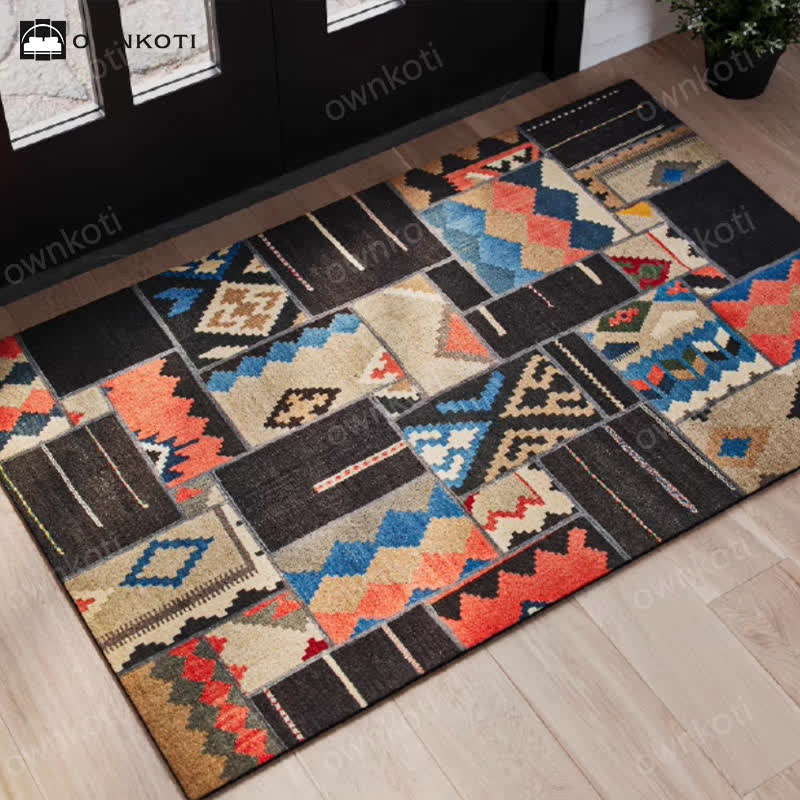 Tapis décoratif géométrique marocain imperméable