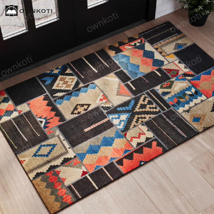 Tapis décoratif géométrique marocain imperméable