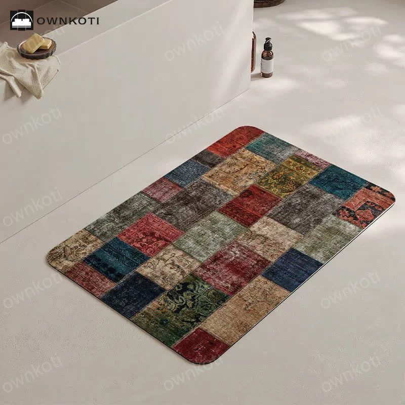 Tapis de bain marocain vintage à séchage rapide
