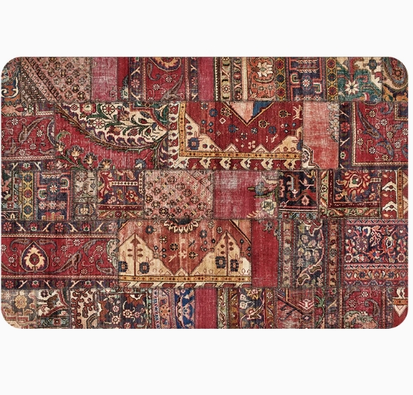 Tapis de bain antidérapant et doux au style cachemire rétro