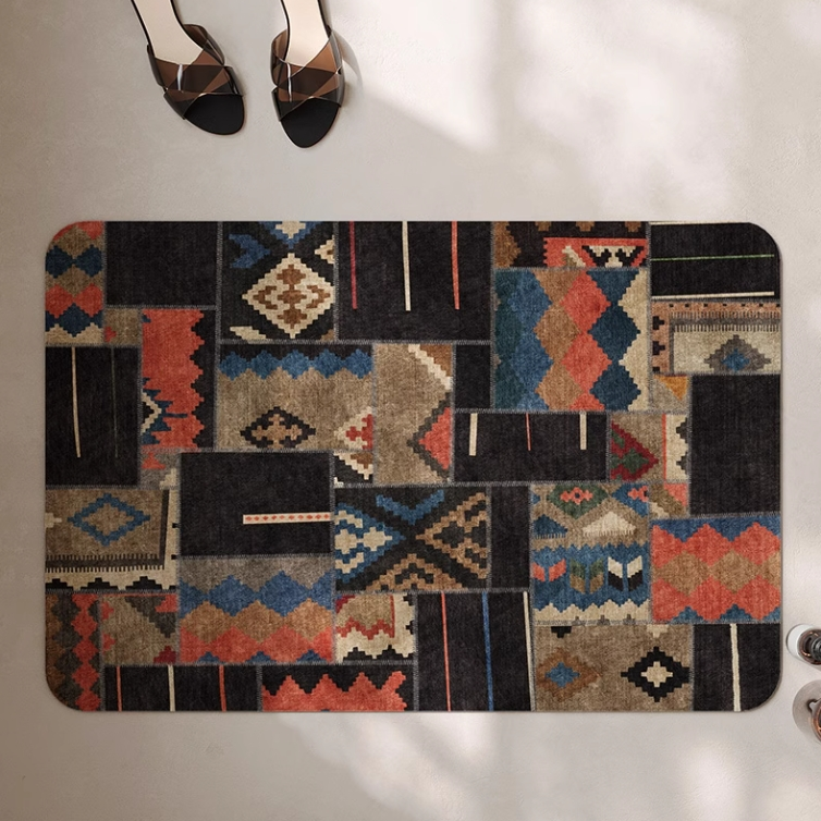 Tapis de bain doux antidérapant géométrique luxueux