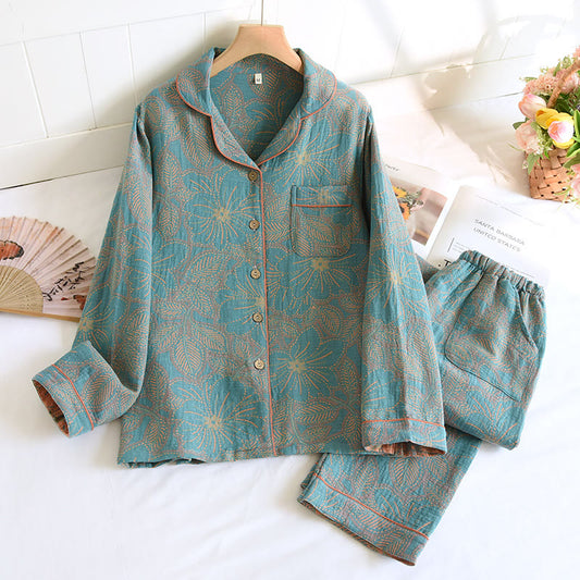 Ensemble de nuit en coton à fleurs teint en fil