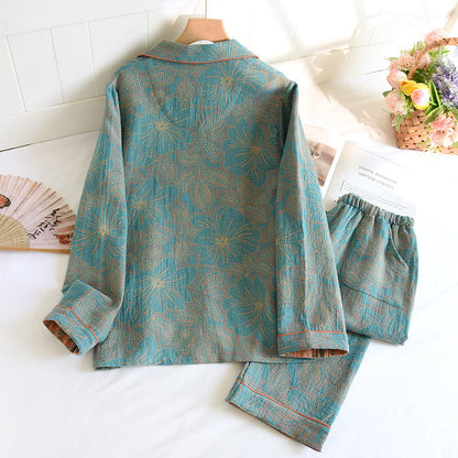 Ensemble de nuit en coton à fleurs teint en fil