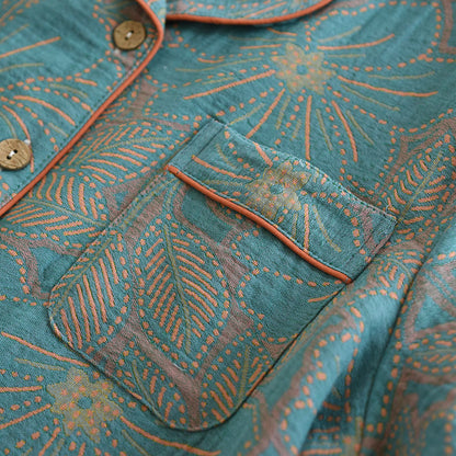 Ensemble de nuit en coton à fleurs teint en fil