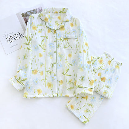 Ensemble pyjama cardigan en gaze de coton Rural Daisy