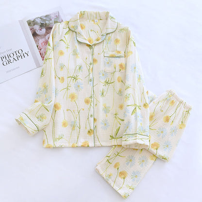 Ensemble pyjama cardigan en gaze de coton Rural Daisy