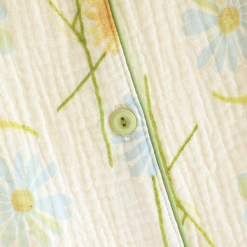 Ensemble pyjama cardigan en gaze de coton Rural Daisy