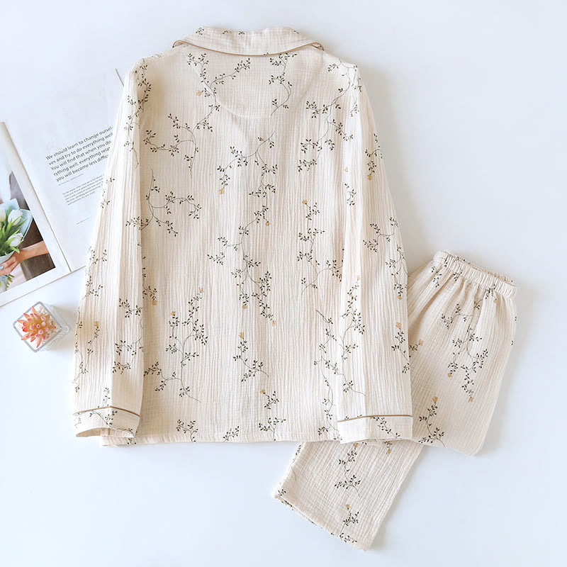 Ensemble de vêtements de détente en coton simple avec revers country