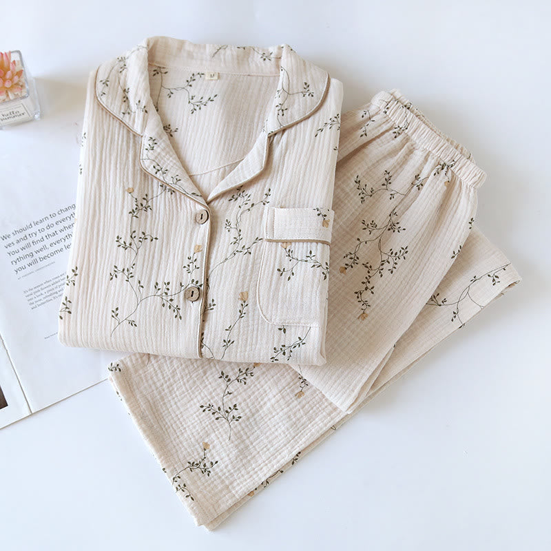 Ensemble de vêtements de détente en coton simple avec revers country