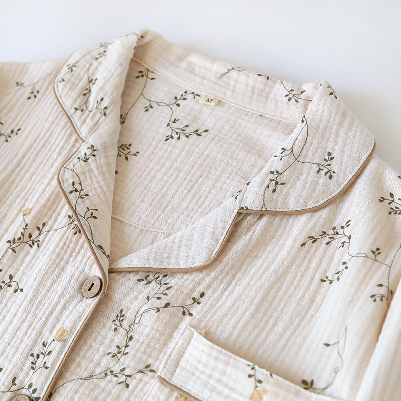 Ensemble de vêtements de détente en coton simple avec revers country