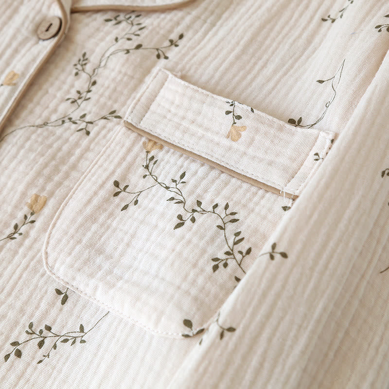 Ensemble de vêtements de détente en coton simple avec revers country