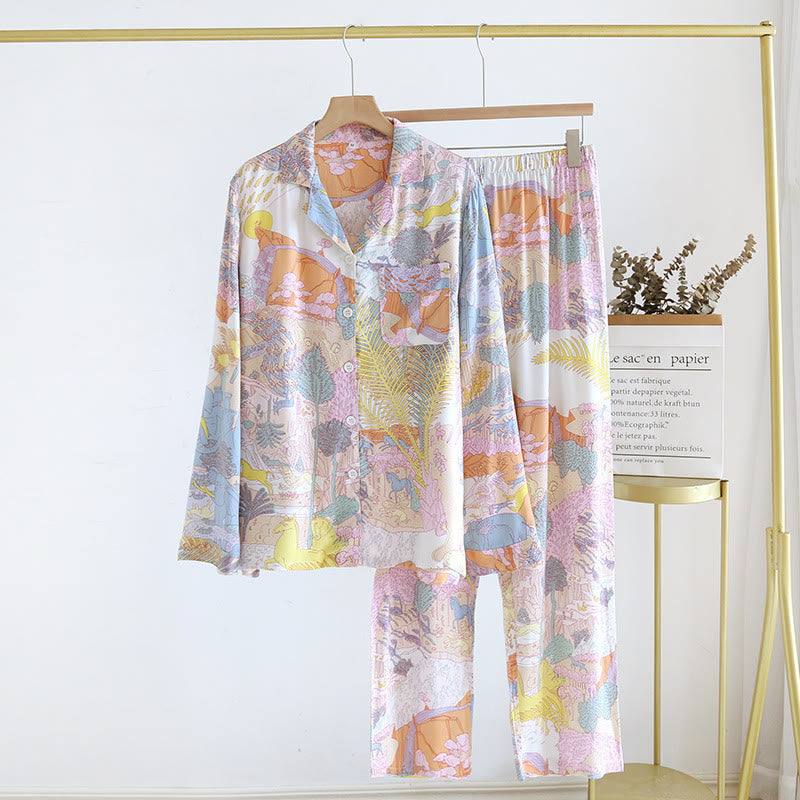 Ensemble pyjama en satin à manches longues pour la campagne