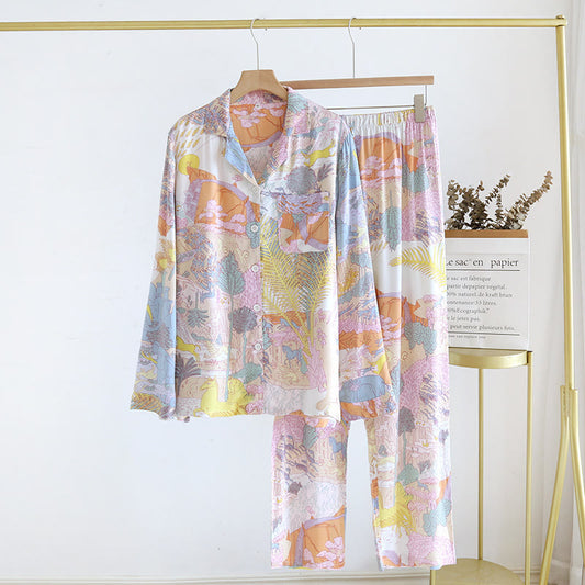 Ensemble pyjama en satin à manches longues pour la campagne