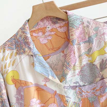 Ensemble pyjama en satin à manches longues pour la campagne