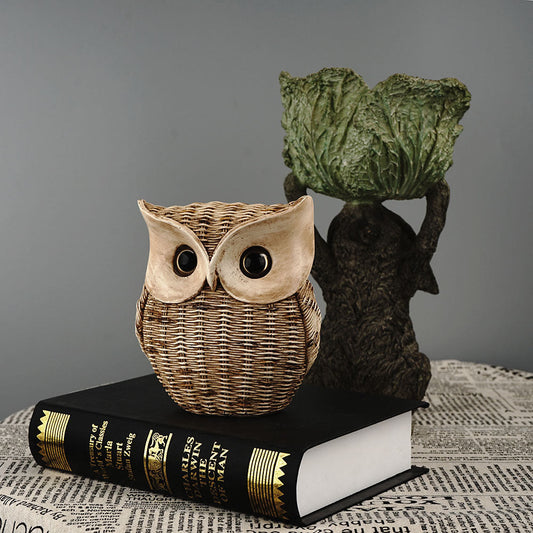 Décoration d'intérieur en résine synthétique avec motif hibou