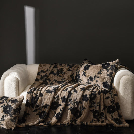 Couverture de canapé en velours à motif floral vintage