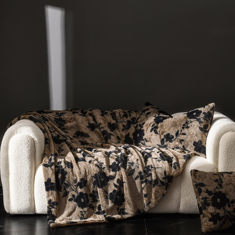Couverture de canapé en velours à motif floral vintage