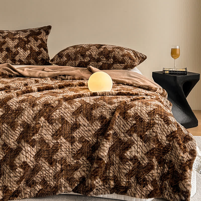 Jeté de canapé en velours avec motif moulin à vent