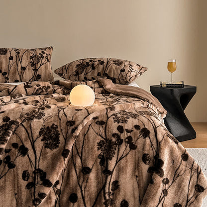 Jeté de canapé en velours à motif floral rustique