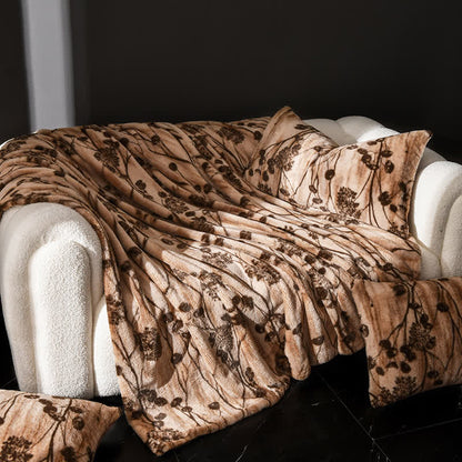 Jeté de canapé en velours à motif floral rustique