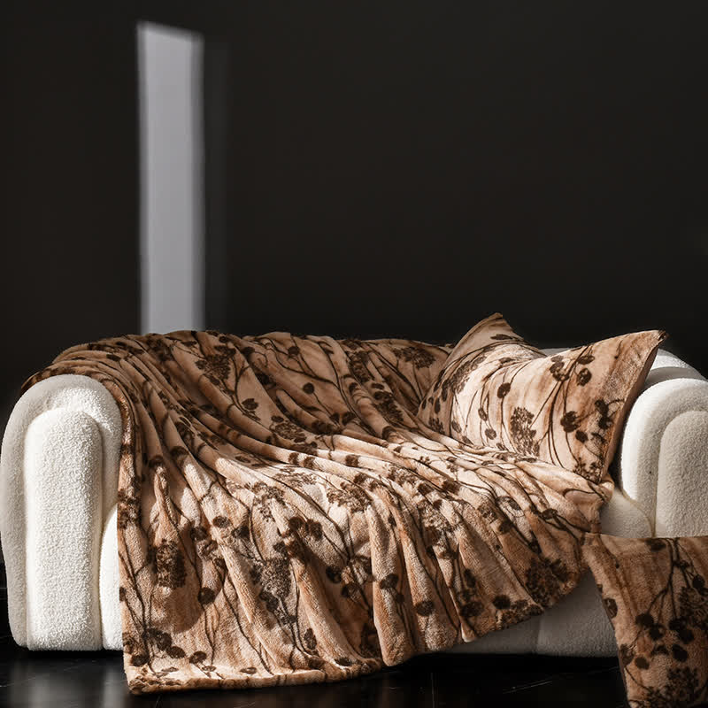 Jeté de canapé en velours à motif floral rustique