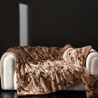 Jeté de canapé en velours à motif floral rustique