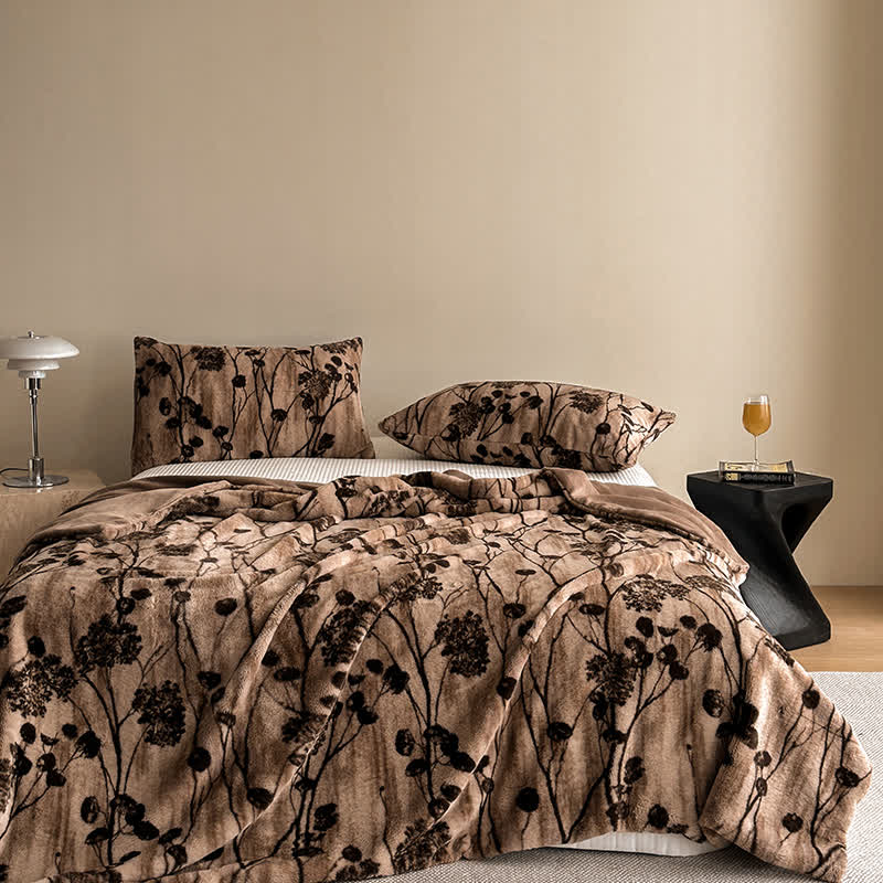 Jeté de canapé en velours à motif floral rustique