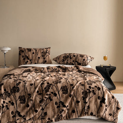 Jeté de canapé en velours à motif floral rustique