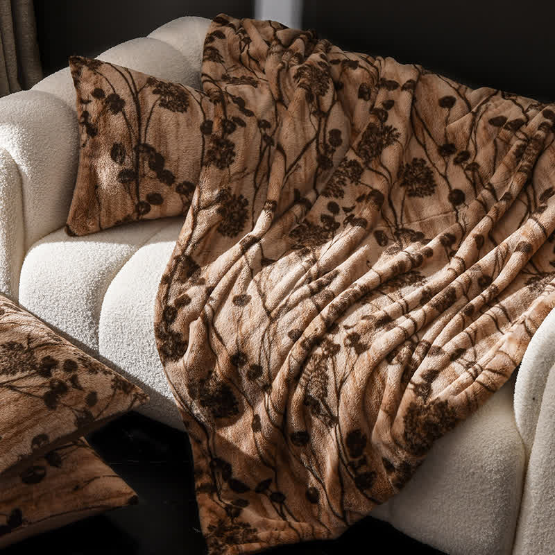 Jeté de canapé en velours à motif floral rustique