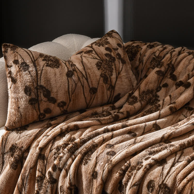 Jeté de canapé en velours à motif floral rustique