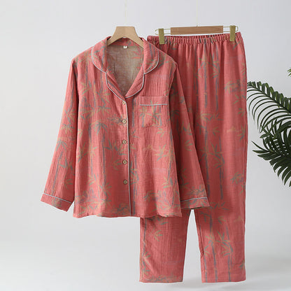 Ensemble pyjama rural en gaze de coton et bambou teint en fil