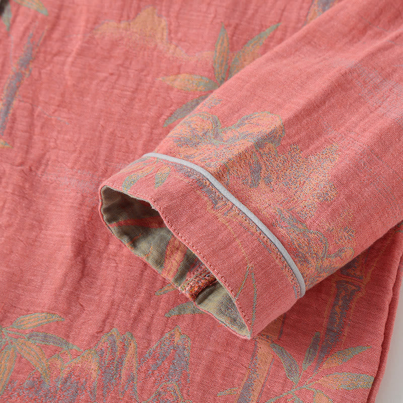 Ensemble pyjama rural en gaze de coton et bambou teint en fil
