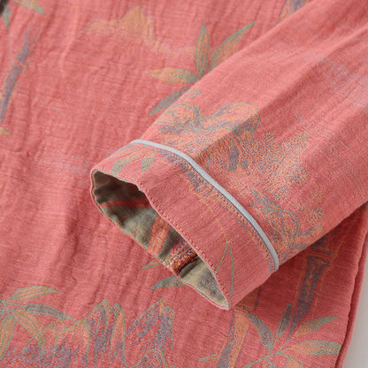 Ensemble pyjama rural en gaze de coton et bambou teint en fil