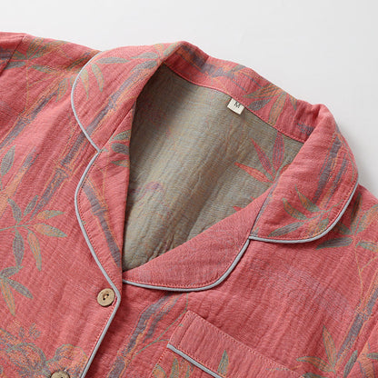 Ensemble pyjama rural en gaze de coton et bambou teint en fil