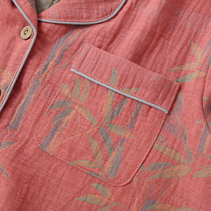 Ensemble pyjama rural en gaze de coton et bambou teint en fil