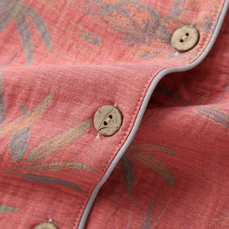Ensemble pyjama rural en gaze de coton et bambou teint en fil
