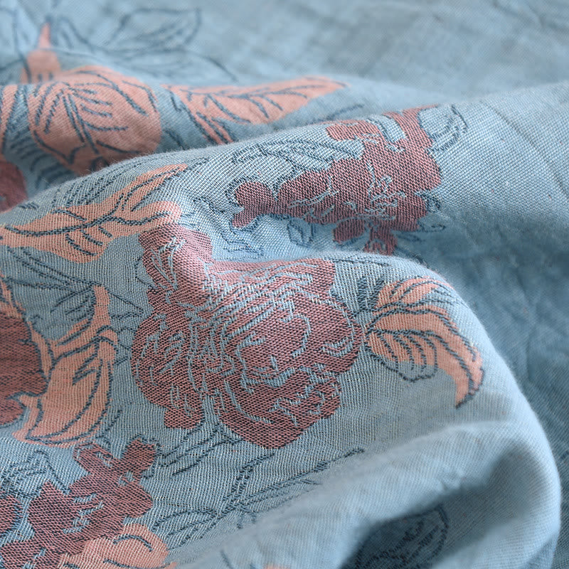 Ensemble de vêtements d'intérieur en coton à col rond avec imprimé floral jacquard