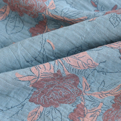Ensemble de vêtements d'intérieur en coton à col rond avec imprimé floral jacquard