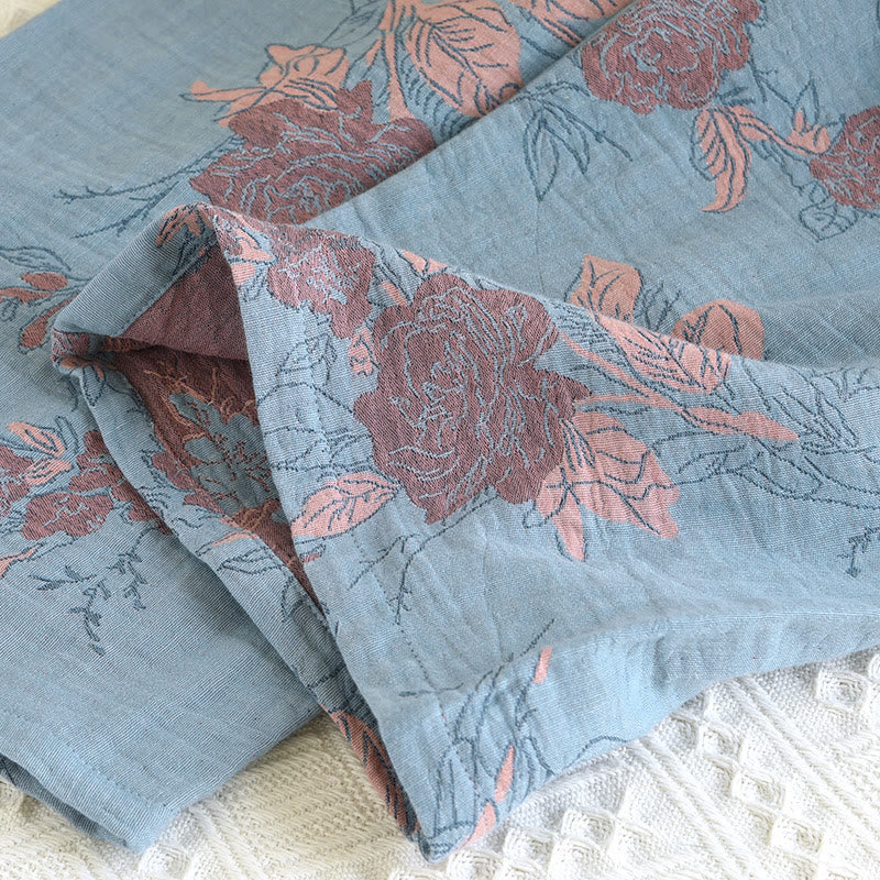Ensemble de vêtements d'intérieur en coton à col rond avec imprimé floral jacquard
